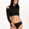 Seafolly Active Cold Shoulder Rash Vest - Black Clearance