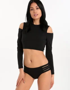 Seafolly Active Cold Shoulder Rash Vest - Black Clearance