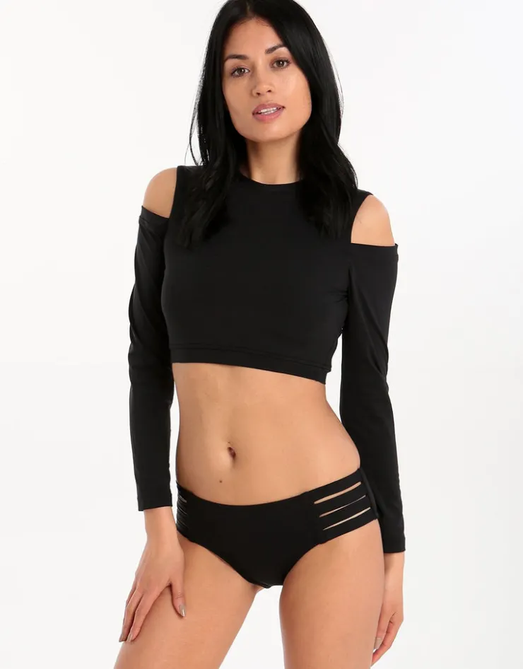 Seafolly Active Cold Shoulder Rash Vest - Black Clearance