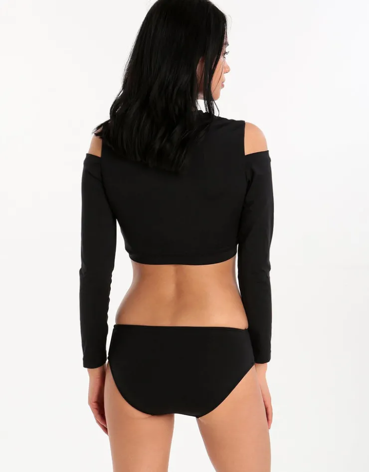 Seafolly Active Cold Shoulder Rash Vest - Black Clearance
