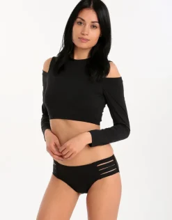 Seafolly Active Cold Shoulder Rash Vest - Black Clearance