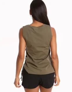 Seafolly Active Lace Up Singlet Top - Dark Olive Best