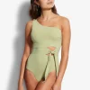Seafolly Active One Shoulder Swimsuit - Pear Best