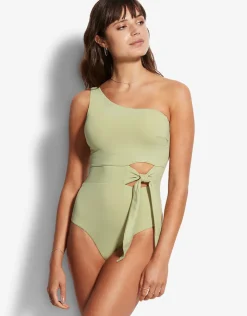 Seafolly Active One Shoulder Swimsuit - Pear Best