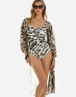 Roidal Africa Midi Beach Shirt - Animal Hot