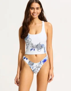Seafolly Ahoy Scoop High Cut Rio Bikini Pant - White Online