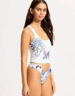 Seafolly Ahoy Scoop High Cut Rio Bikini Pant - White Online