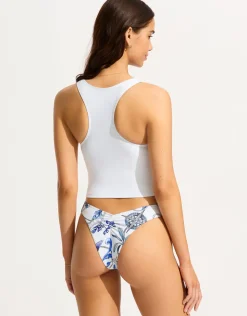 Seafolly Ahoy Scoop High Cut Rio Bikini Pant - White Online