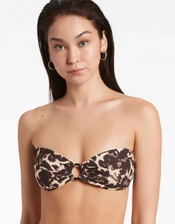 Jets Allure Trim Bandeau Bikini Top - Black Fashion