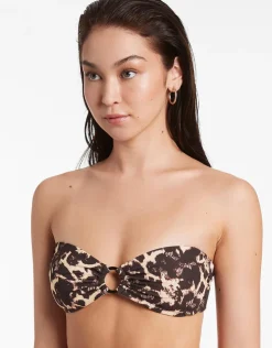 Jets Allure Trim Bandeau Bikini Top - Black Fashion