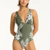 Sea Level Aloha Longline Tri Swimsuit - Khaki Discount