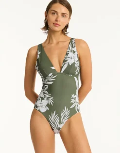 Sea Level Aloha Longline Tri Swimsuit - Khaki Discount