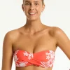 Sea Level Aloha Twist Bandeau Bikini Top - Flame Best