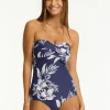 Sea Level Aloha Twist Bandeau Tankini Top - French Navy Best