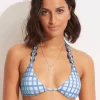 Seafolly Amalfi Check Slide Tri Bikini Top - Amalfi Blue Discount