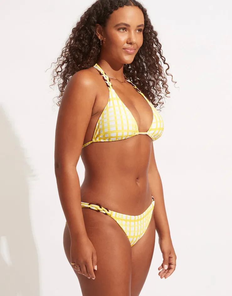 Seafolly Amalfi Check Slide Tri Bikini Top - Lime Light Clearance