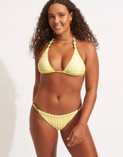 Seafolly Amalfi Check Trim Hipster Bikini Pant - Lime Light Sale