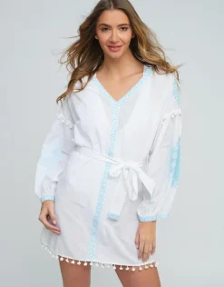 Pia Rossini Amara Tunic - White and Light Blue Best