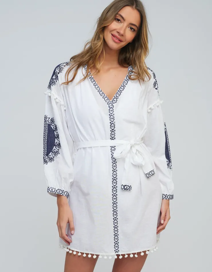 Pia Rossini Amara Tunic - White Navy New