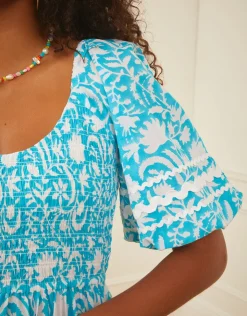 Pink City Prints Angelina Dress - Aqua Begonia Online