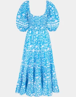 Pink City Prints Angelina Dress - Aqua Begonia Online