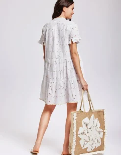 Iconique Angie Short Sleeved Dress - White New