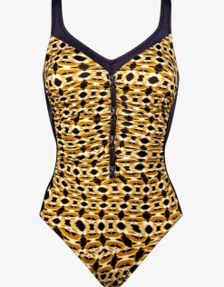 Charmline Animal Accents Moulded Swimsuit - Black Tabac New