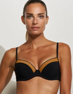 Maryan Mehlhorn Antagonist Underwired Moulded Bikini Top - Black Caramel Clearance