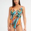 Nuria Ferrer Aquarelle Wrap Front Swimsuit New