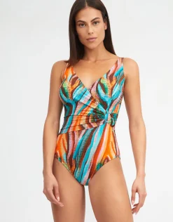 Nuria Ferrer Aquarelle Wrap Front Swimsuit New