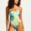 Seafolly Aquarius Square Neck Swimsuit - Turquoise Sale
