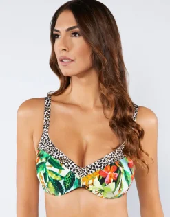 Nuria Ferrer Aruba Plunge Bikini Top - Jungle Print Outlet
