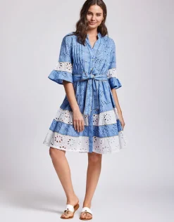Iconique Aura 3/4 Sleeve Dress - Capri Blue New