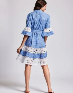 Iconique Aura 3/4 Sleeve Dress - Capri Blue New