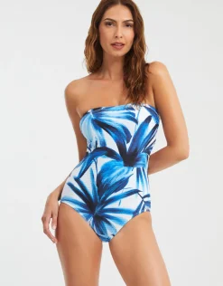 Nuria Ferrer Azura Bandeau Swimsuit - Blue and White Outlet