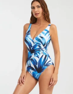 Nuria Ferrer Azura Wrap Swimsuit - Blue and White Hot