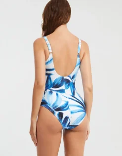 Nuria Ferrer Azura Wrap Swimsuit - Blue and White Hot