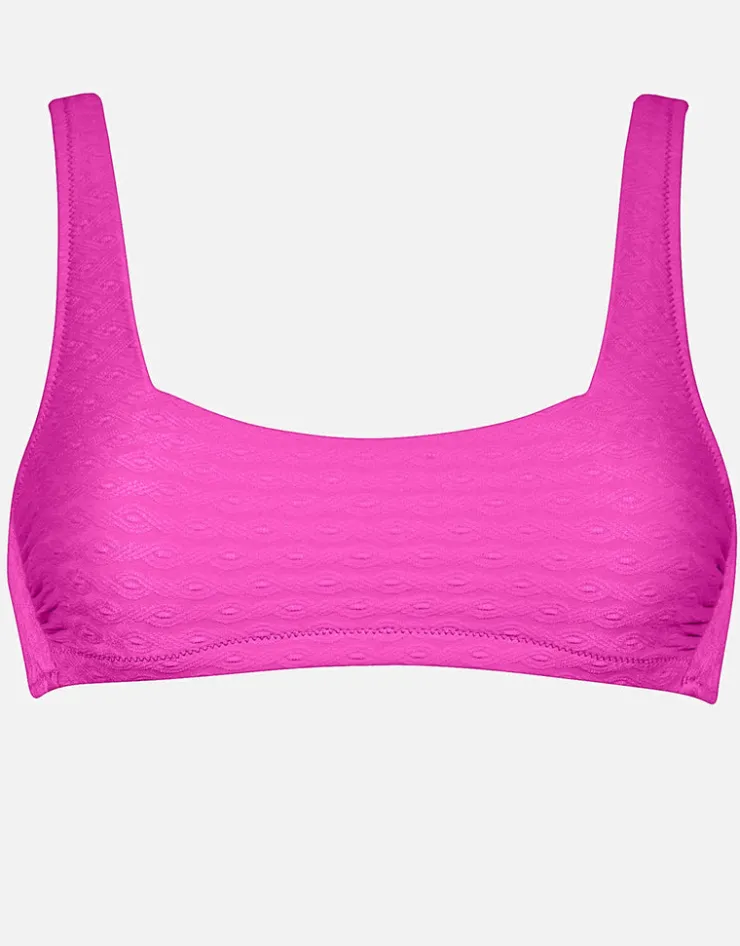 Watercult Bamboo Solids Cropped Tank Bikini Top - Intense Pink New