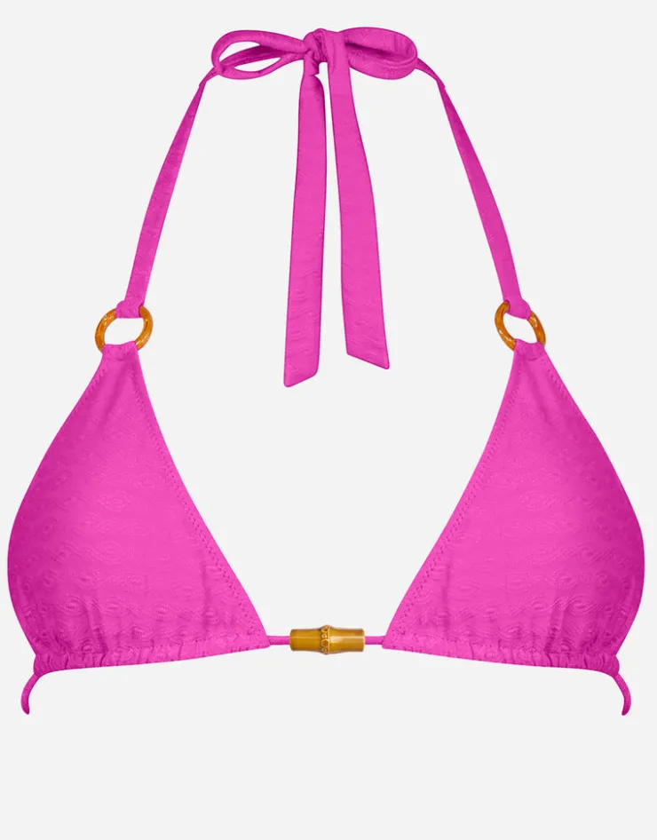 Watercult Bamboo Solids Triangle Bikini Top - Intense Pink New