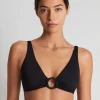 Lauren Ralph Lauren Beach Club Solids Macrame Ring OTS Bikini Top - Black Discount