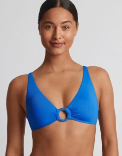 Lauren Ralph Lauren Beach Club Solids Macrame Ring OTS Bikini Top - Electric Blue New