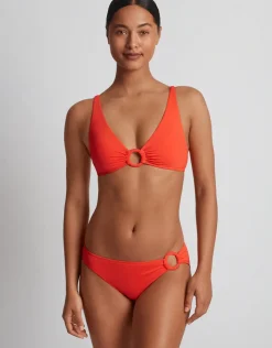 Lauren Ralph Lauren Beach Club Solids Macrame Ring OTS Bikini Top - Persimmon Discount