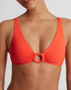Lauren Ralph Lauren Beach Club Solids Macrame Ring OTS Bikini Top - Persimmon Discount