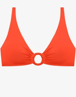 Lauren Ralph Lauren Beach Club Solids Macrame Ring OTS Bikini Top - Persimmon Discount