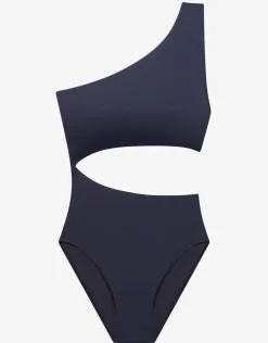 Lauren Ralph Lauren Beach Club Solids One Shoulder Cutout Swimsuit - Dark Navy Best