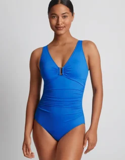 Lauren Ralph Lauren Beach Club Solids Ring OTS Underwired Swimsuit - Electric Blue Hot