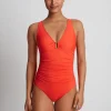 Lauren Ralph Lauren Beach Club Solids Ring OTS Swimsuit - Persimmon Online