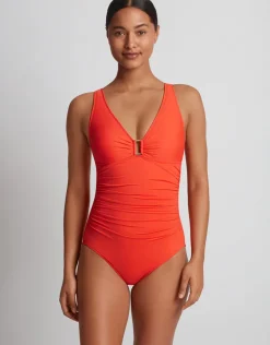 Lauren Ralph Lauren Beach Club Solids Ring OTS Swimsuit - Persimmon Online