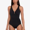 Lauren Ralph Lauren Beach Club Solids Ring OTS Swimsuit - Black Best