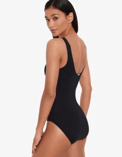 Lauren Ralph Lauren Beach Club Solids Ring OTS Swimsuit - Black Best